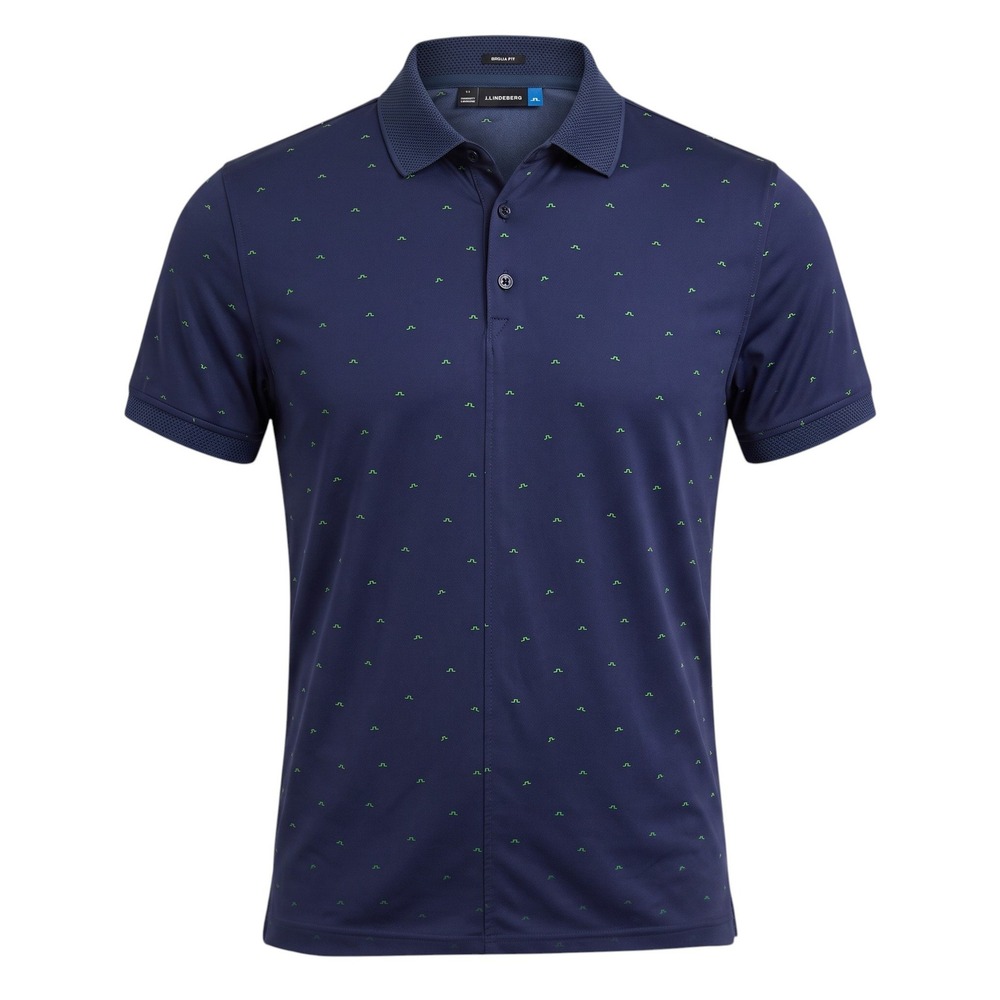 J.Lindeberg Polo Shirt Mens Large Navy Blue Liam TX Jersey Monogram Logo 62MG532